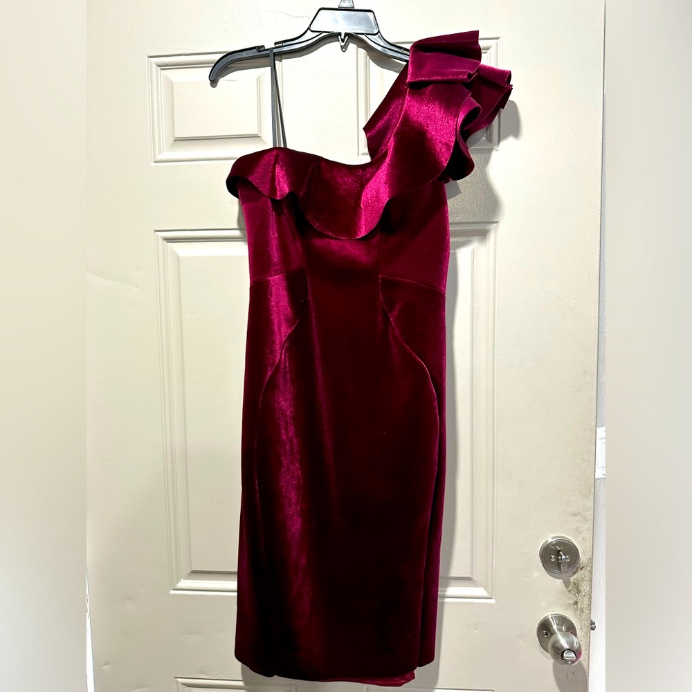 New velvet one shoulder dress